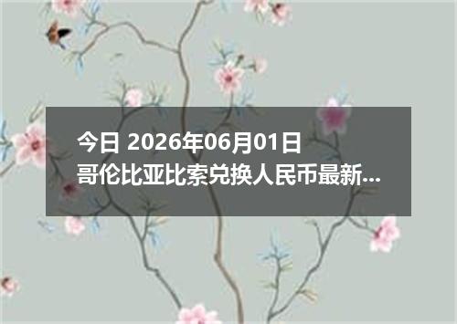 今日 2026年06月01日 哥伦比亚比索兑换人民币最新汇率行情