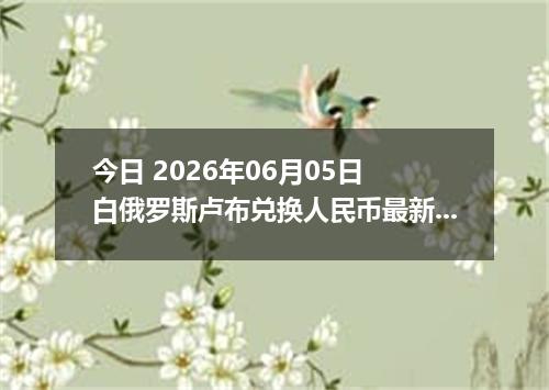 今日 2026年06月05日 白俄罗斯卢布兑换人民币最新汇率行情