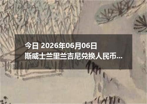 今日 2026年06月06日 斯威士兰里兰吉尼兑换人民币最新汇率行情