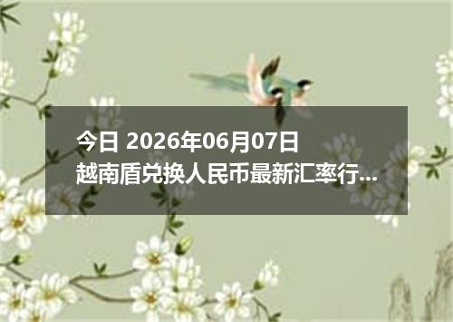 今日 2026年06月07日 越南盾兑换人民币最新汇率行情