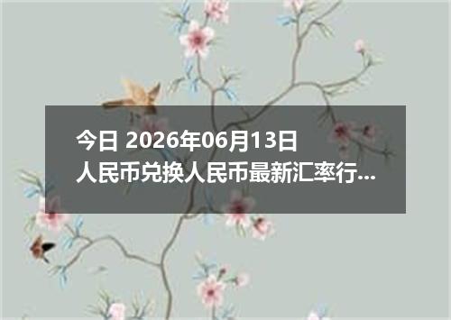 今日 2026年06月13日 人民币兑换人民币最新汇率行情