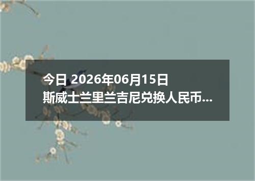 今日 2026年06月15日 斯威士兰里兰吉尼兑换人民币最新汇率行情