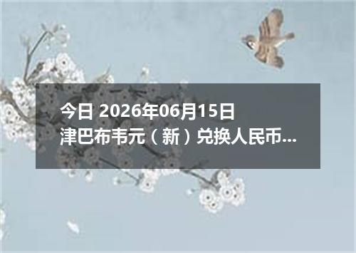 今日 2026年06月15日 津巴布韦元（新）兑换人民币最新汇率行情
