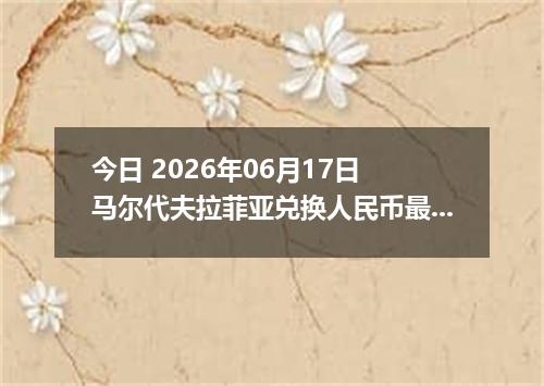 今日 2026年06月17日 马尔代夫拉菲亚兑换人民币最新汇率行情