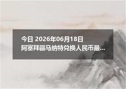 今日 2026年06月18日 阿塞拜疆马纳特兑换人民币最新汇率行情