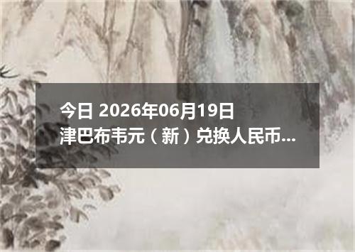 今日 2026年06月19日 津巴布韦元（新）兑换人民币最新汇率行情