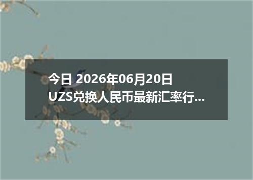 今日 2026年06月20日 UZS兑换人民币最新汇率行情