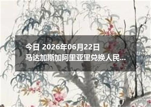 今日 2026年06月22日 马达加斯加阿里亚里兑换人民币最新汇率行情