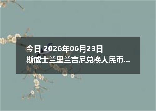 今日 2026年06月23日 斯威士兰里兰吉尼兑换人民币最新汇率行情