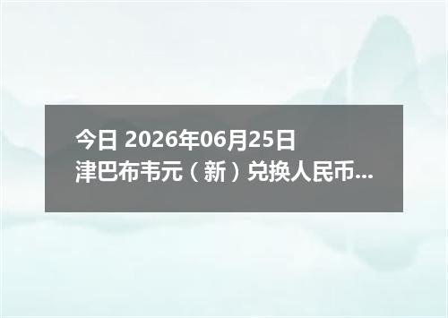 今日 2026年06月25日 津巴布韦元（新）兑换人民币最新汇率行情