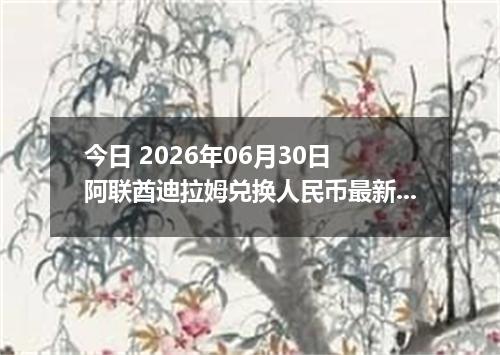 今日 2026年06月30日 阿联酋迪拉姆兑换人民币最新汇率行情