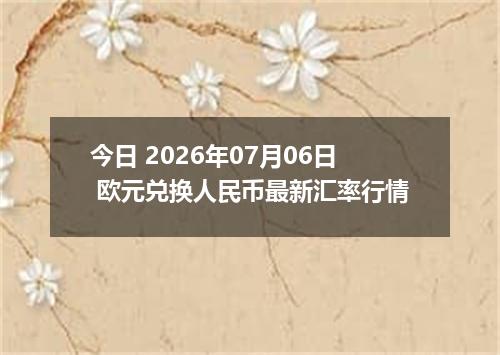 今日 2026年07月06日 欧元兑换人民币最新汇率行情