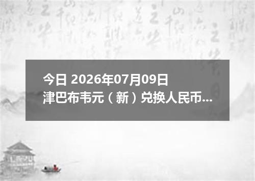 今日 2026年07月09日 津巴布韦元（新）兑换人民币最新汇率行情