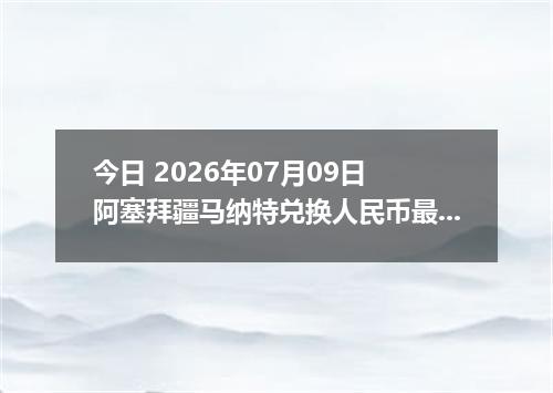 今日 2026年07月09日 阿塞拜疆马纳特兑换人民币最新汇率行情