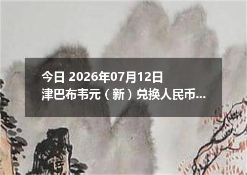 今日 2026年07月12日 津巴布韦元（新）兑换人民币最新汇率行情