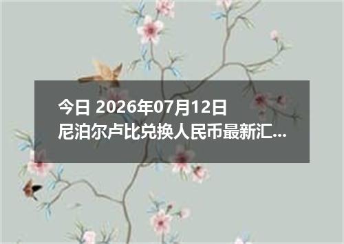今日 2026年07月12日 尼泊尔卢比兑换人民币最新汇率行情